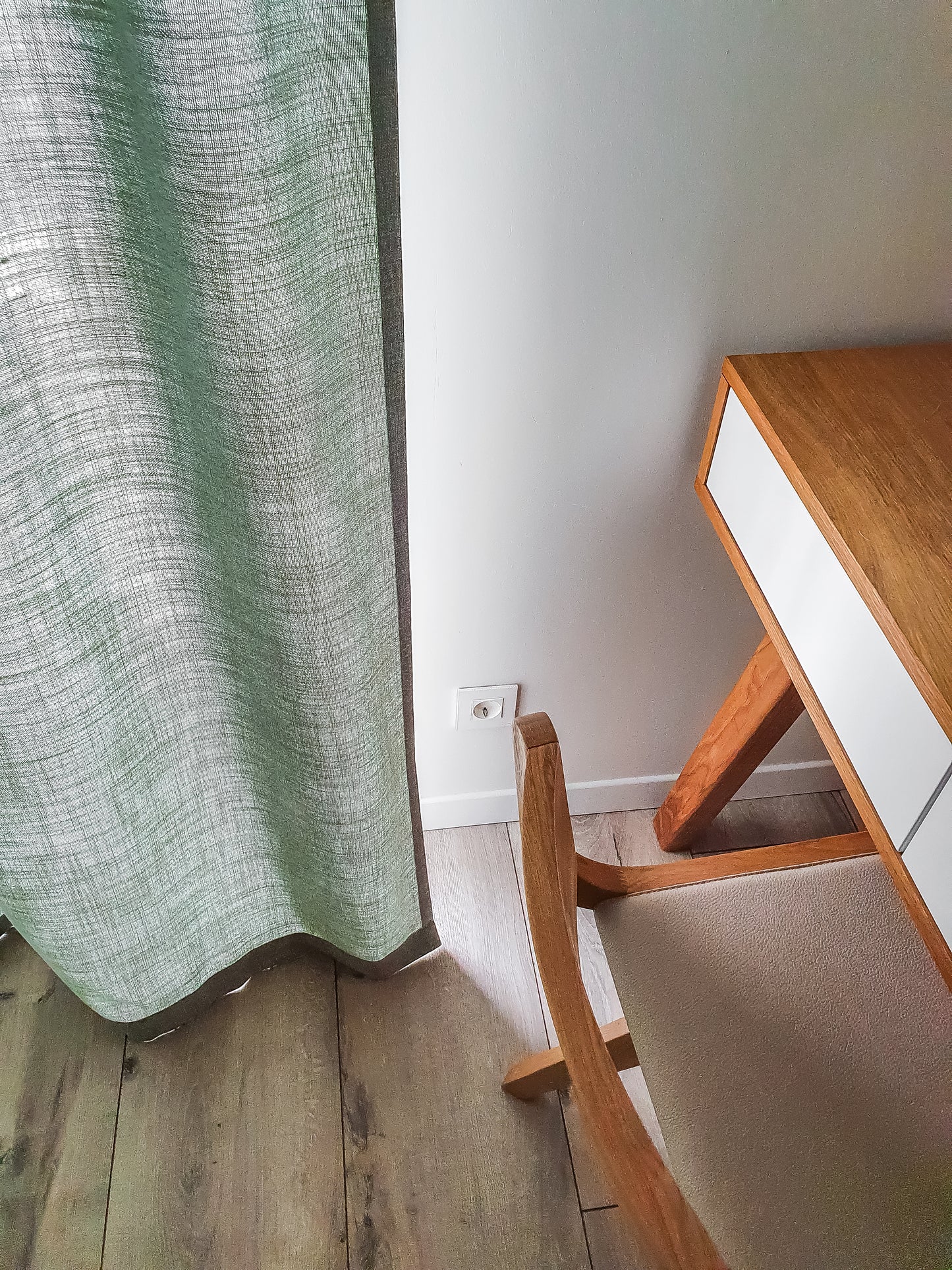 A pair of green texture curtains, Living Room Curtains, Bedroom Curtains