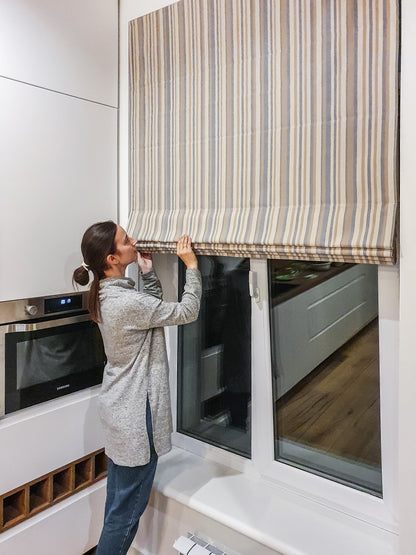 Roman Shades Beige Stripes
