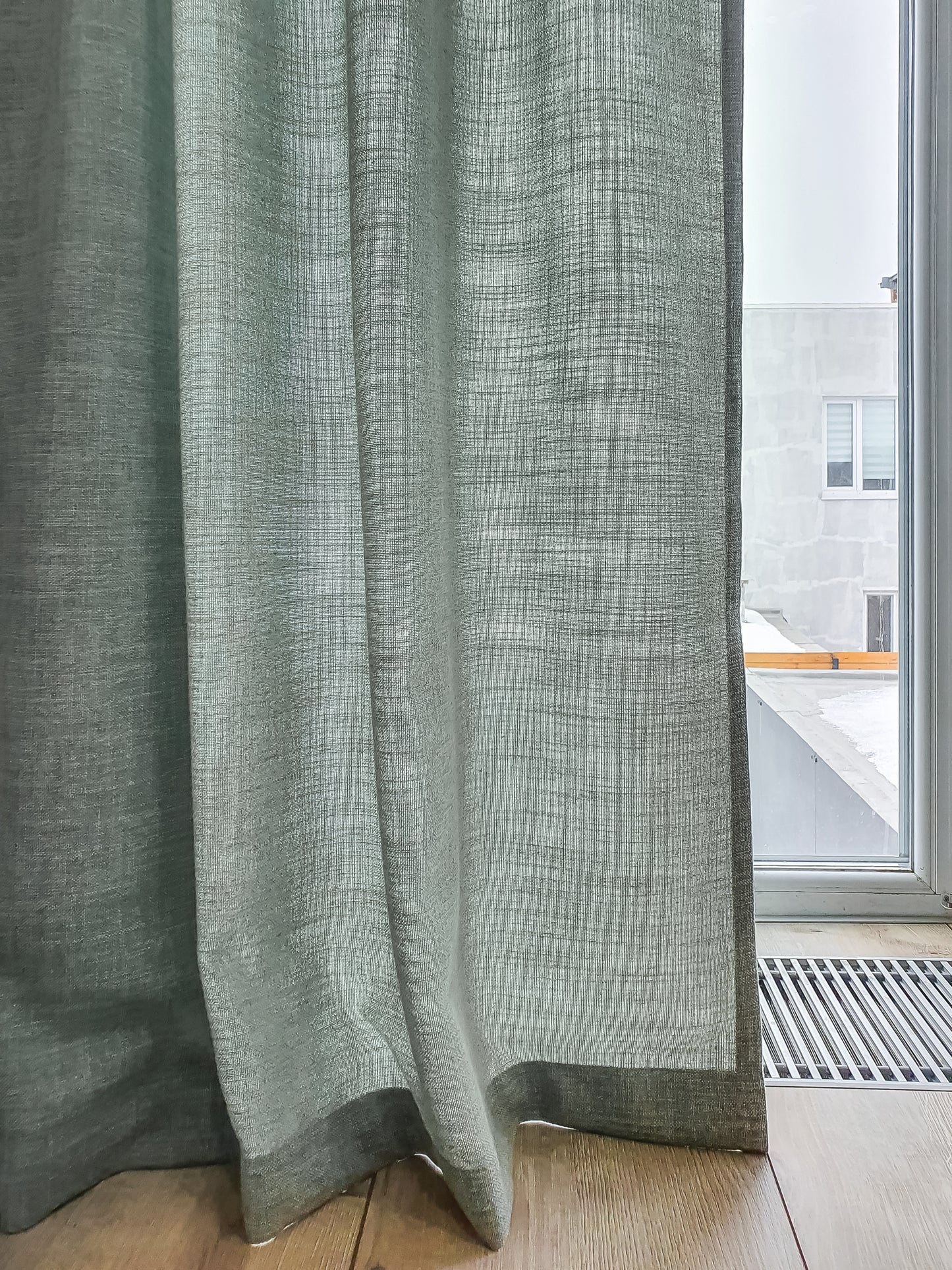 A pair of green texture curtains, Living Room Curtains, Bedroom Curtains