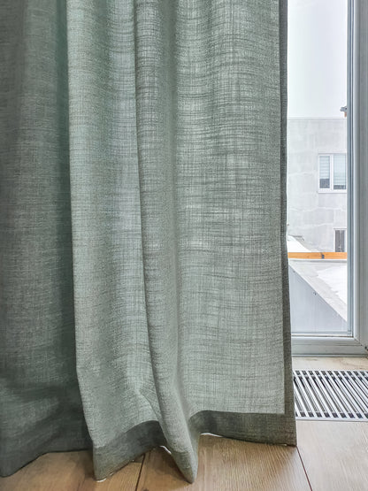 A pair of green texture curtains, Living Room Curtains, Bedroom Curtains