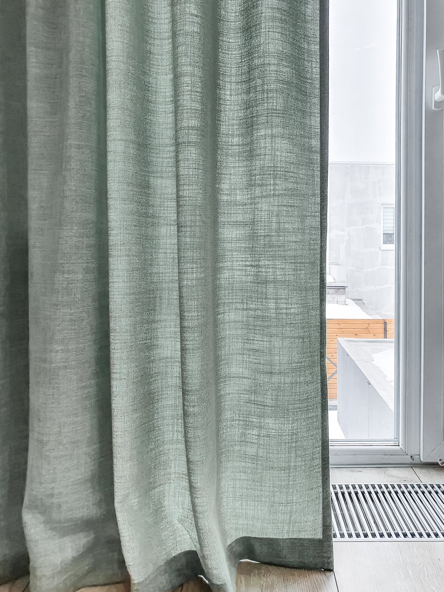 A pair of green texture curtains, Living Room Curtains, Bedroom Curtains