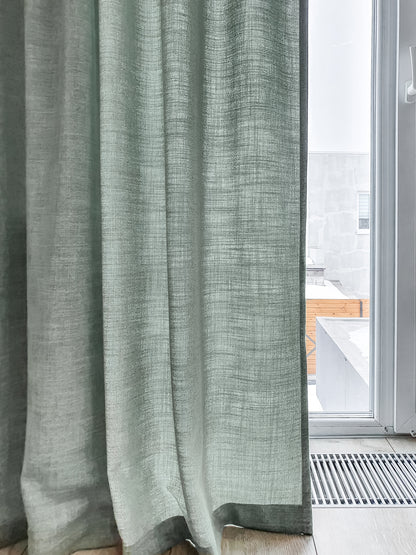 A pair of green texture curtains, Living Room Curtains, Bedroom Curtains